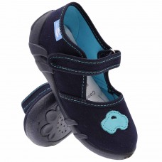 16 Евро! Детски Анатомични ДИШАЩИ BareFoot Обувки / Пантофки RENBUT 13-105/11 (Син Автомобил)  , с Лепка и Кожени стелки. за Момчета